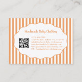 Pretty Girly Feminine Orange Bow Stripe Pattern  Visitekaartje (Achterkant)