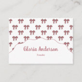 Pretty Girly Feminine Pink Bow Stripe Pattern Visitekaartje (Voorkant)