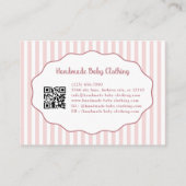Pretty Girly Feminine Pink Bow Stripe Pattern Visitekaartje (Achterkant)