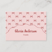 Pretty Girly Feminine Pink Red Bow Stripe Pattern Visitekaartje (Voorkant)