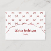 Pretty Girly Feminine Pink Red Bow Stripe Pattern Visitekaartje (Voorkant)