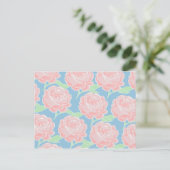 Pretty Girly Pastel Pink and Blue Floral Print Briefkaart (Staand voorkant)