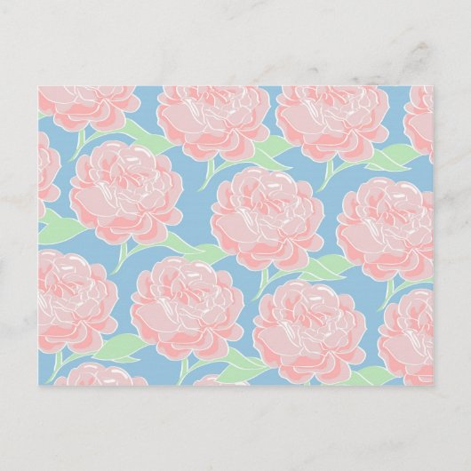 Pretty Girly Pastel Pink and Blue Floral Print Briefkaart (Voorkant)