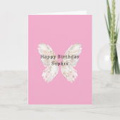 Pretty Girly Pink Butterfly Wings Birthday Kaart (Voorkant)