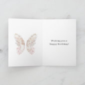 Pretty Girly Pink Butterfly Wings Birthday Kaart (Binnen)