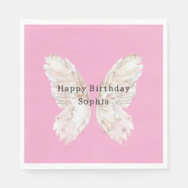 Pretty Girly Pink Butterfly Wings Birthday Servet