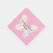 Pretty Girly Pink Butterfly Wings Birthday Servet (Hoek)