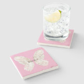 Pretty Girly Pink Butterfly Wings   Stenen Onderzetter (Zijkant)