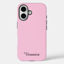 Pretty Girly Pink Personalized Name iPhone 16 Hoesje