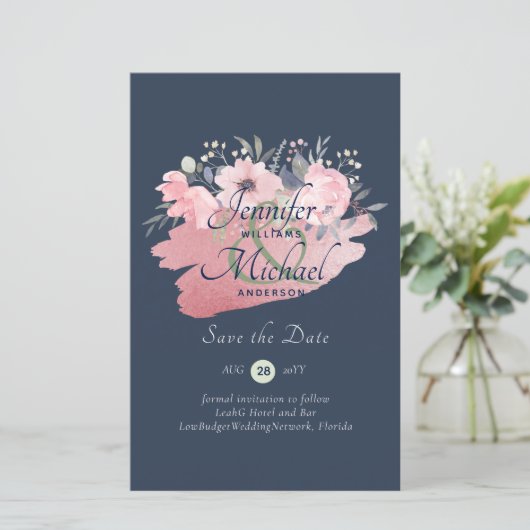 Pretty Girly Roze Gouden Budget Save Dates (Staand voorkant)