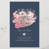 Pretty Girly Roze Gouden Budget Save Dates (Voorkant)