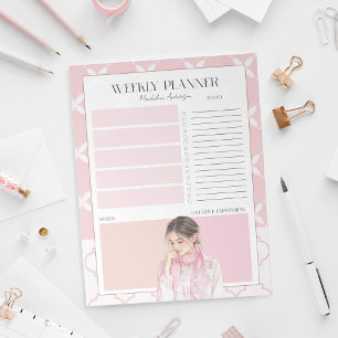 Pretty Girly Roze Weekplanner Notitieblok