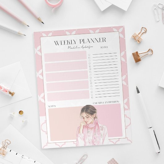 Pretty Girly Roze Weekplanner Notitieblok