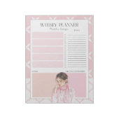 Pretty Girly Roze Weekplanner Notitieblok (Linkerzijde)