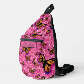 Pretty Girly Vlinders roze glitters glanzend  Sling Bag (Rechterhoek)
