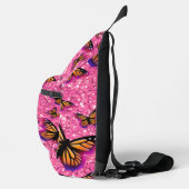 Pretty Girly Vlinders roze glitters glanzend  Sling Bag (Rechts)