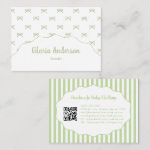 Pretty Girly Vrouwelijke Groene Strik Streep Patro Visitekaartje