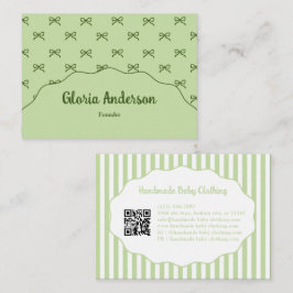 Pretty Girly Vrouwelijke Groene Strik Streep Patro Visitekaartje