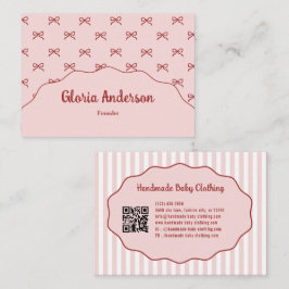 Pretty Girly Vrouwelijke Roze Rode Strik Streep Pa Visitekaartje