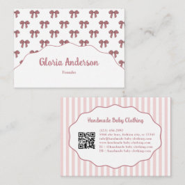 Pretty Girly Vrouwelijke Roze Strik Streep Patroon Visitekaartje