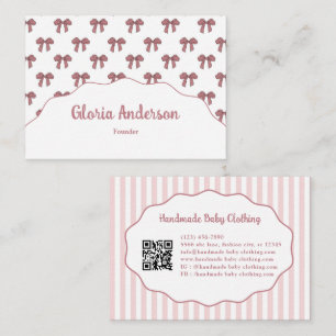 Pretty Girly Vrouwelijke Roze Strik Streep Patroon Visitekaartje