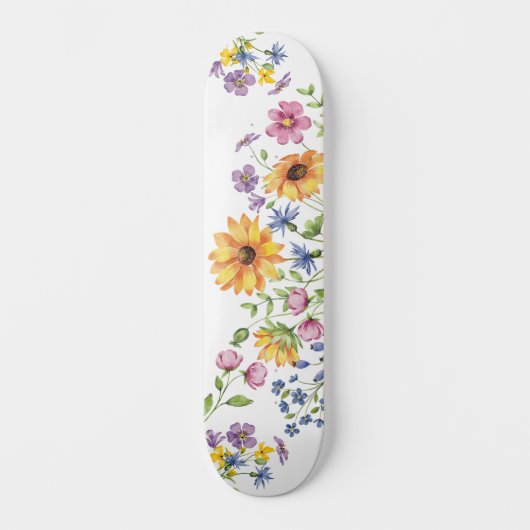 Pretty Girly Wildflowers Skateboard (Voorkant)