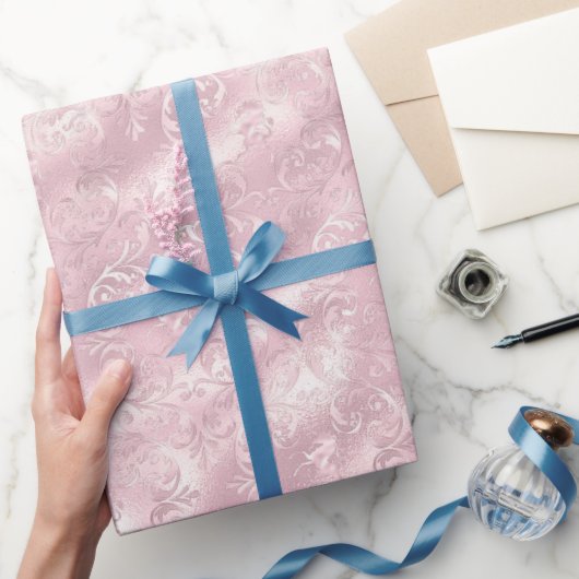 Pretty Glam Roze Blos Elegante Bruidsjurk Cadeaupapier (Geschenken)