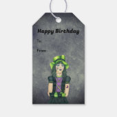 Pretty Goth Girl Green Hat Tattoos Birthday Grey Cadeaulabel (Voorkant)