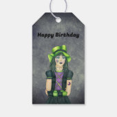 Pretty Goth Girl Green Hat Tattoos Birthday Grey Cadeaulabel (Achterkant)