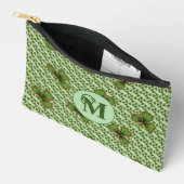 Pretty Green and Gold Irish Shamrocks Monogram Etui (Open)