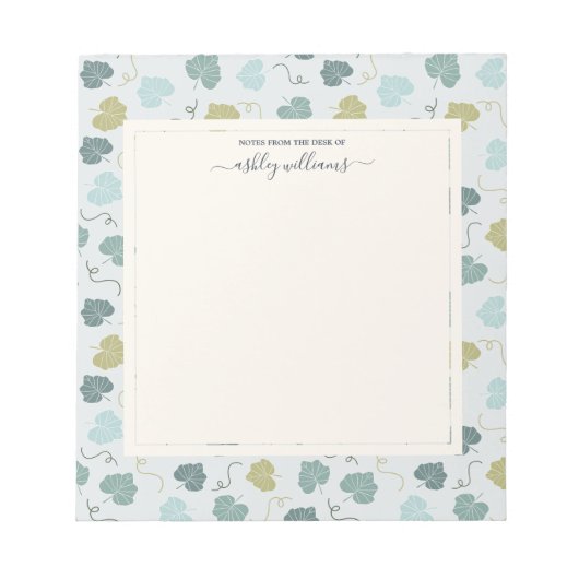 Pretty Green Bladeren Patroon Van Mijn Bureau Notitieblok (Voorkant)