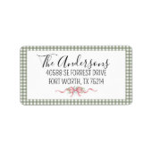 Pretty Green Gingham Christmas Etiket (Voorkant)