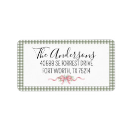 Pretty Green Gingham Christmas Etiket