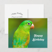 Pretty Green Parkiet Foto Verjaardag Briefkaart (Voorkant / Achterkant)