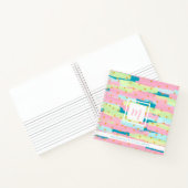 Pretty Green, Pink, Yellow, Gold  Monogram Square Notitieboek (Binnen)
