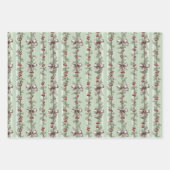Pretty Green Toile Christmas Berries And Bows Inpakpapier Vel (Voorkant)