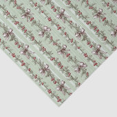 Pretty Green Toile Christmas Berries And Bows Tissuepapier (Detail)