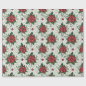 Pretty Green Toile Red Christmas Flower Pattern Cadeaupapier (Vlak)