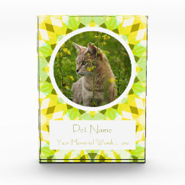 Pretty Green Yellow Pet Cat Dog Memorial Keepsake Fotoblokken