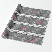 Pretty Grey Floral Cadeaupapier (Uitgerold)
