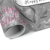 Pretty Grey Floral Cadeaupapier (Rol Hoek)