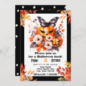 Pretty Halloween Floral Pumpkin Bash Party Kaart (Voorkant / Achterkant)
