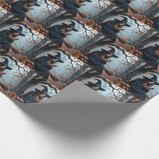 Pretty Halloween Witch Texting on a Cell Phone Cadeaupapier (Hoek)