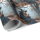 Pretty Halloween Witch Texting on a Cell Phone Cadeaupapier (Rol Hoek)