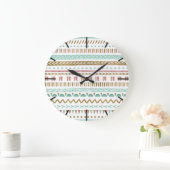 Pretty hand paint tribal Aztec geometric design Grote Klok (Huis)
