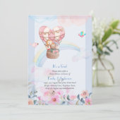 Pretty Hete Luchtballon Dieren Meisje Baby Shower Kaart (Staand voorkant)