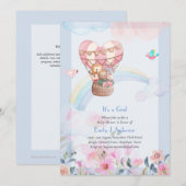 Pretty Hete Luchtballon Dieren Meisje Baby Shower Kaart (Voorkant / Achterkant)