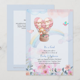 Pretty Hete Luchtballon Dieren Meisje Baby Shower Kaart