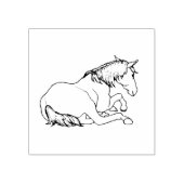 Pretty HORSE Lying Down, Line Drawing Rubberstempel (Afrduk)