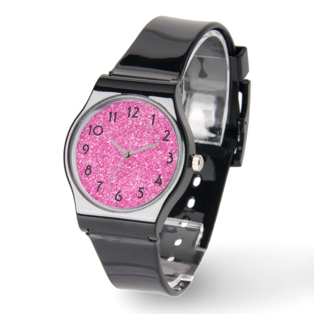 Pretty Hot Pink Luxe Glitter Horloge (Hoek)